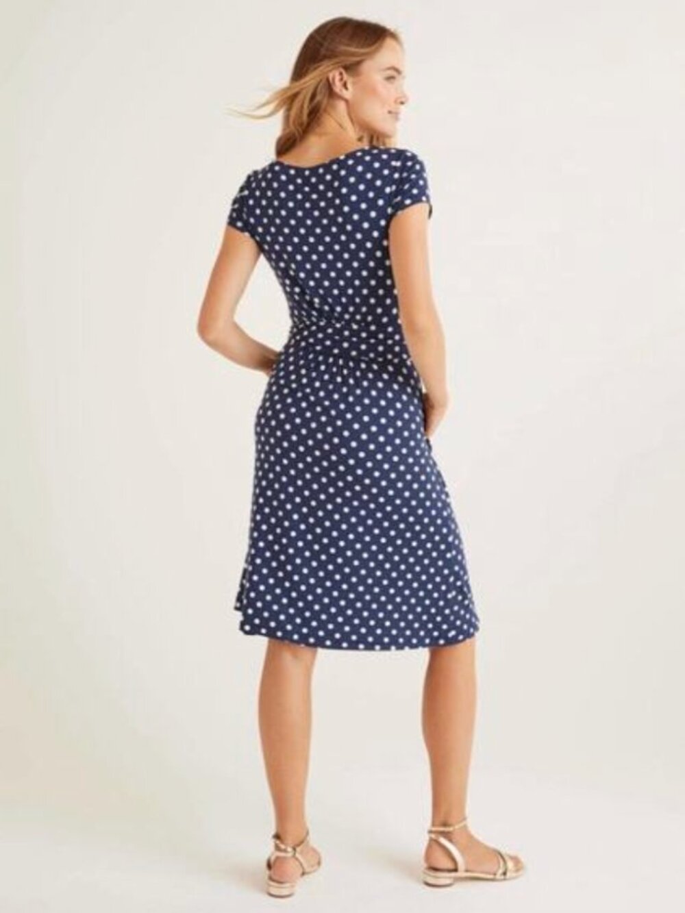 NWT Boden Amelie Jersey Dress Navy Polka Dot |  Size US 16/18R - Picture 4 of 14